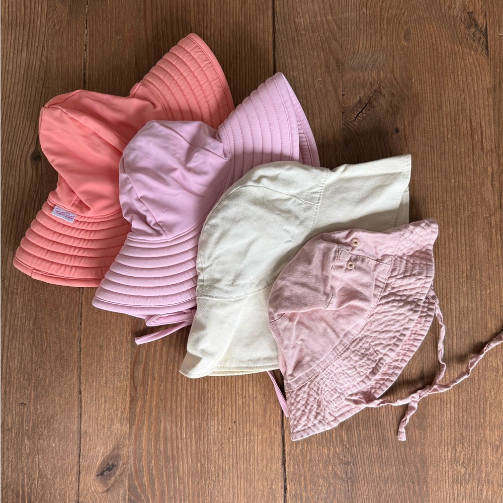 Baby Sun Hat Set - Pink, Cream, and Coral - 6-12 Months